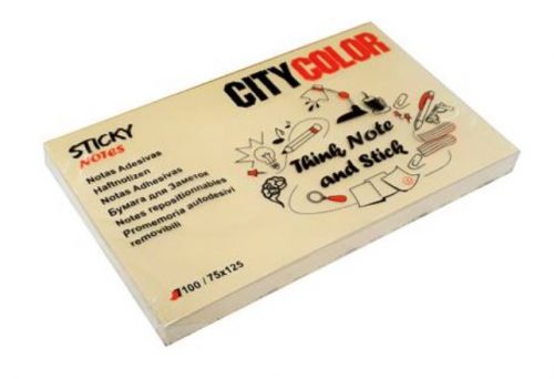 Bloco notas adesivas 75x125 amarelo suave , CITYCOLOR , CITY20006 , 5609020200060